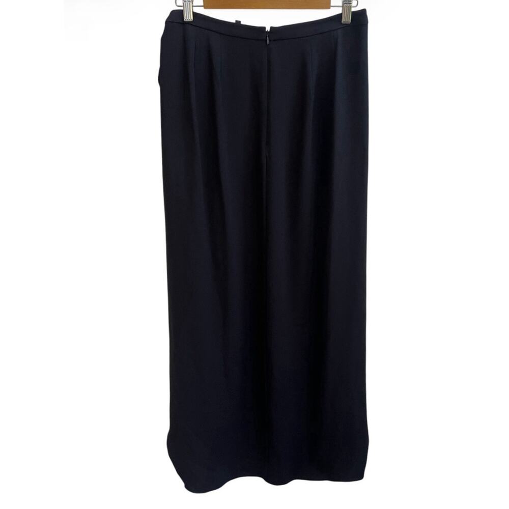 BCBG Max Azria ROXY Skirt Faux Wrap Hi Lo Drape Black Sz M Timeless - Picture 4 of 6